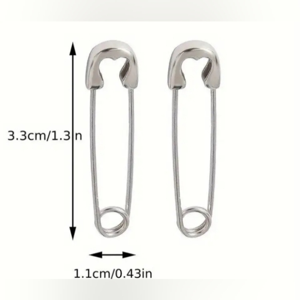 Sterling Silver Safety Pin Earrings - Picture 8 of 9